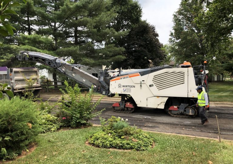 Road milling machine at work